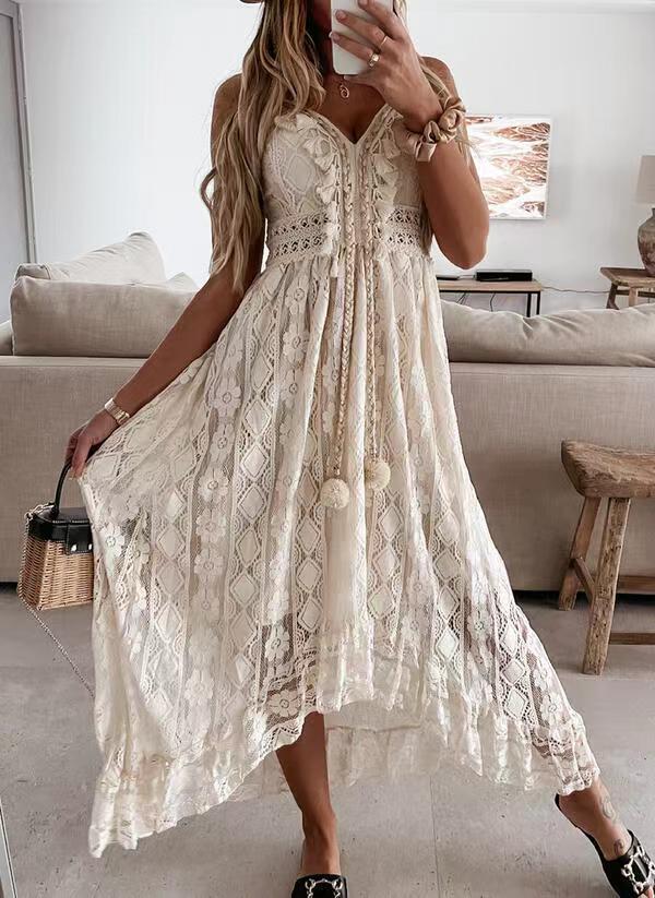 Solid color long skirt dress