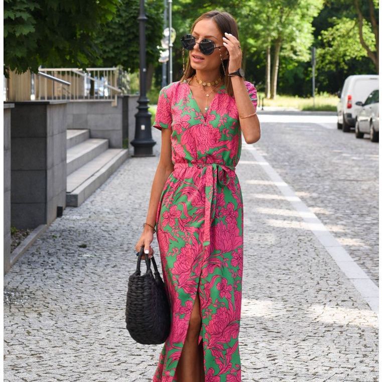 V-Neck print dress